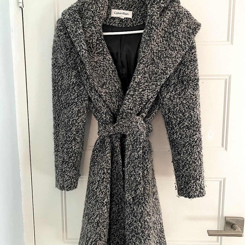 Calvin Klein pea coat with hood/